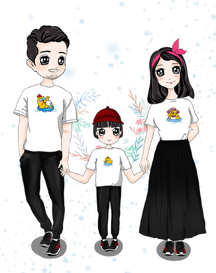 夏亲子装一家三口四口母子母女全家装机洗50次不变形纯棉男童短袖