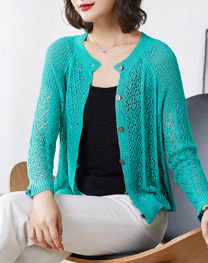 2020年新款女装针织衫开衫纯色百搭薄款小外套