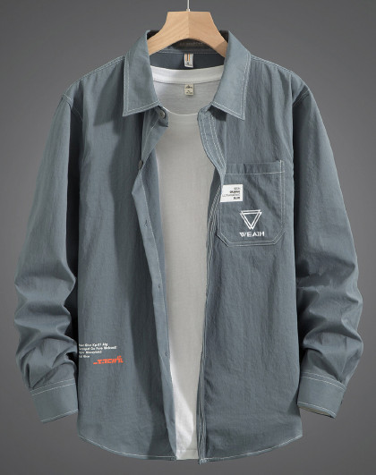 春秋男士上衣休闲运动百搭韩版大码透气外套青少年男士衬衫男