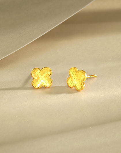 足金耳饰黄金耳环星星黄金耳钉女款耳饰