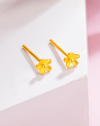 足金耳饰黄金耳环星星黄金耳钉女款耳饰