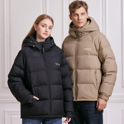 箭牌情侣男式羽绒服休闲时尚年轻加厚保暖连帽男式上衣外套