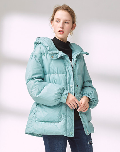 迪卡轩/dekashell2020年冬装新款连帽显瘦加厚保暖羽绒服女短款