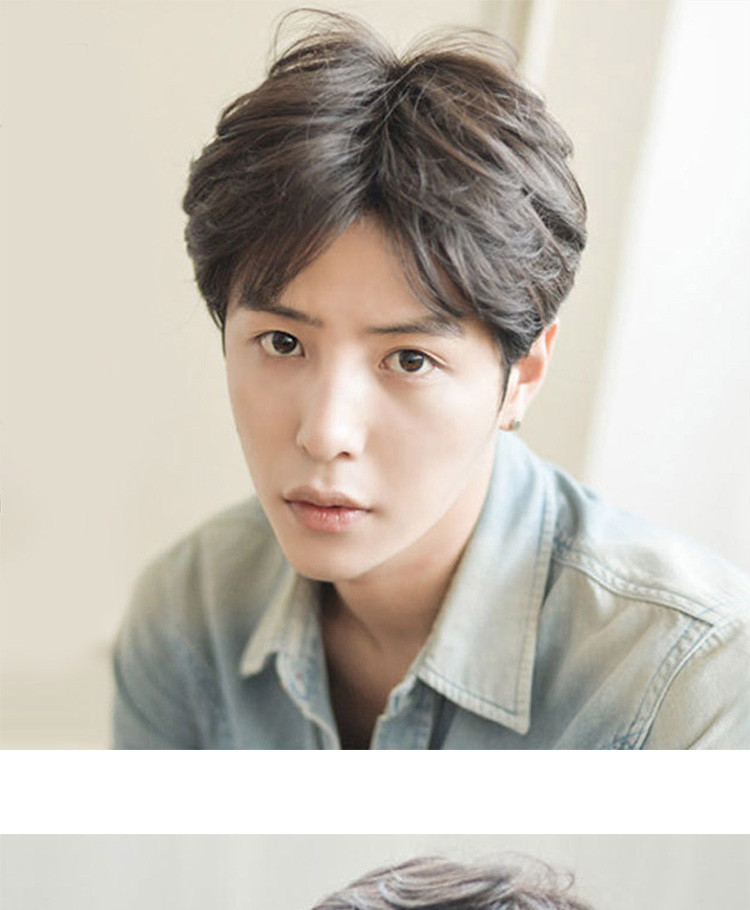 中分假发男短发韩版帅气刘海蓬松自然逼真隐形无痕真人发丝假发套