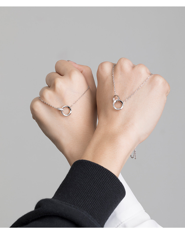 爆款莫比乌斯环925银项链女轻奢小众高级感情侣项链生日礼物