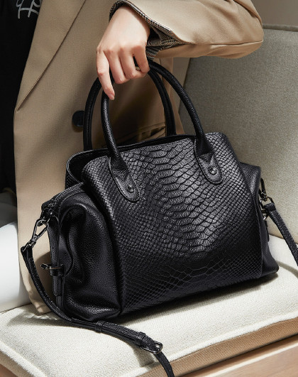 【爆款热卖】时尚柔软头层牛皮鳄鱼纹包包时尚女款手提包女包