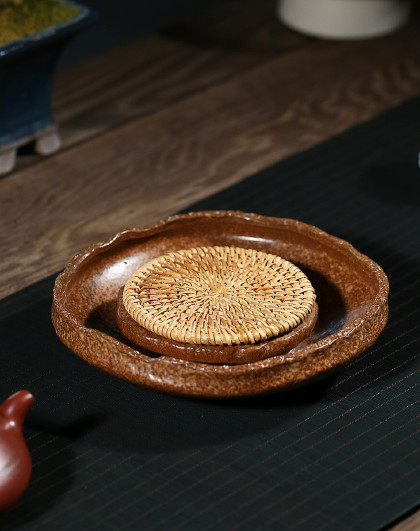 紫砂茶漏茶滤带底托功夫茶具配件创意茶艺茶道零配过滤茶器