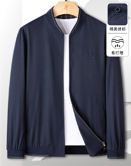 【含羊毛】高级感立领夹克男春秋季防风格纹商务休闲通勤行政外套