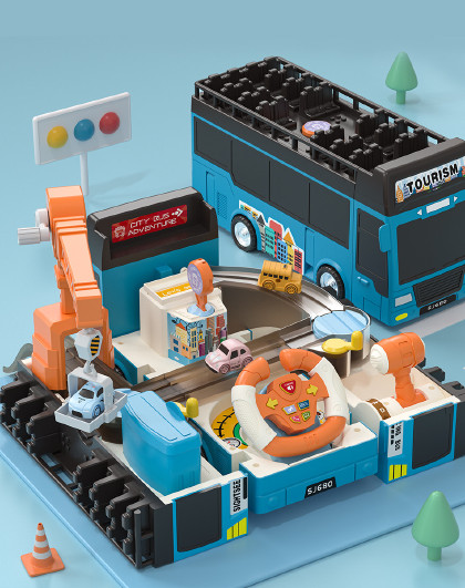 儿童汽车闯关大冒险电动拼装轨道火车停车场男孩模型玩具生日礼物