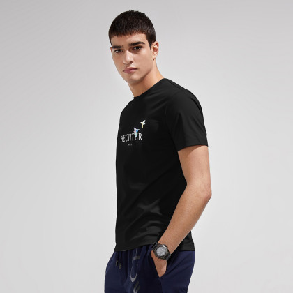 法国丹尼爱特男式t恤棉质印花短袖上衣休闲时尚打底衫男装