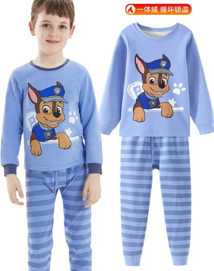 汪汪队女童秋冬内衣套装学生宝宝纯棉睡衣打底保暖内衣长衫裤