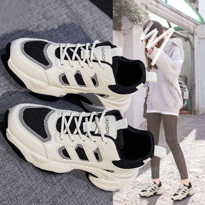 哈森旗下运动鞋时尚撞色舒适老爹鞋厚底百搭休闲鞋女鞋