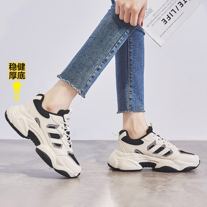 哈森旗下运动鞋时尚撞色舒适老爹鞋厚底百搭休闲鞋女鞋