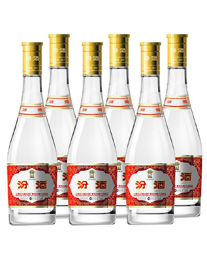 山西杏花村汾酒53度玻瓶(黄盖汾)六瓶装 清香型白酒 475ml*6瓶