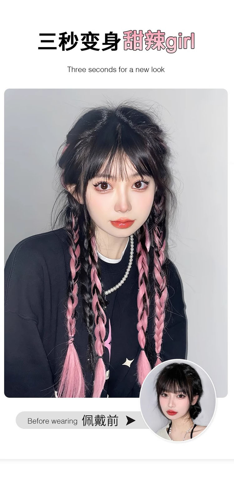 拳击辫假发女高马尾辫子网红甜酷自然麻花长辫彩色挑染拳击辫脏辫