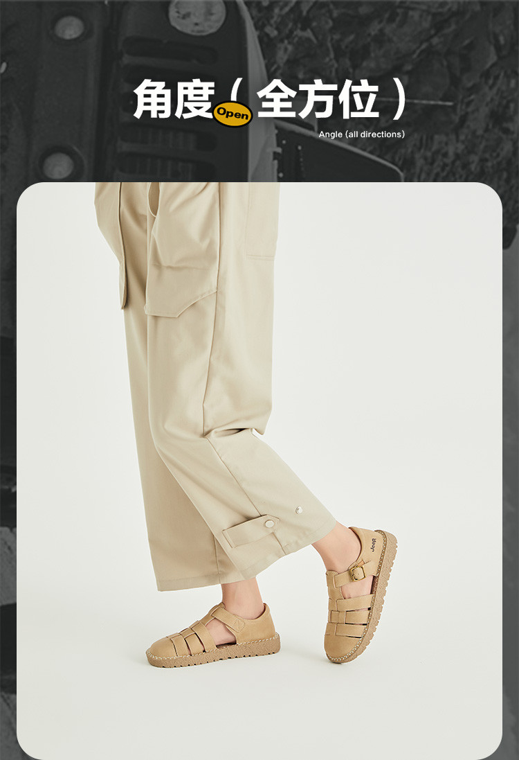 2024夏季款吉普女鞋时尚小众包头罗马凉鞋平底休闲气质女凉鞋