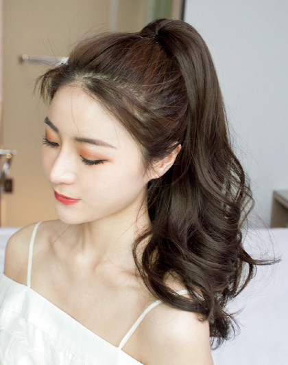 灯笼泡泡辫子马尾假发女 网红中长款高马尾 自然绑带式假马尾辫