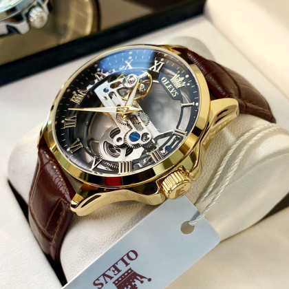 商品编码:a666pu1棕皮金壳黑面男收藏商品欧利时唯品自营06452