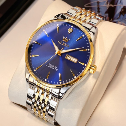 olevs手表男士双日历机械表女情侣表全自动夜光防水升级版