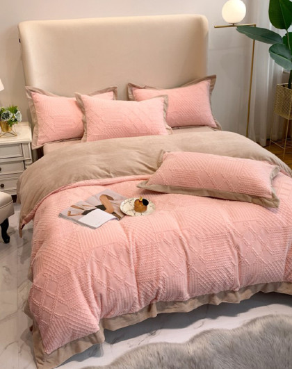 加厚煦暖绒保暖牛奶绒珊瑚绒四件套双面绒法兰绒床单被套床上用品