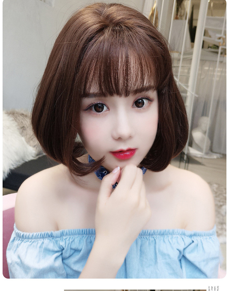 假发女短卷发锁骨全头套内扣自然逼真梨花头造型