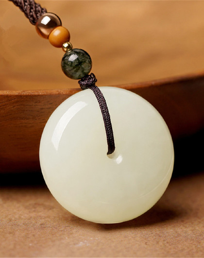 【2020新款】老庙和田玉吊坠平安扣白玉吊坠男女款玉坠