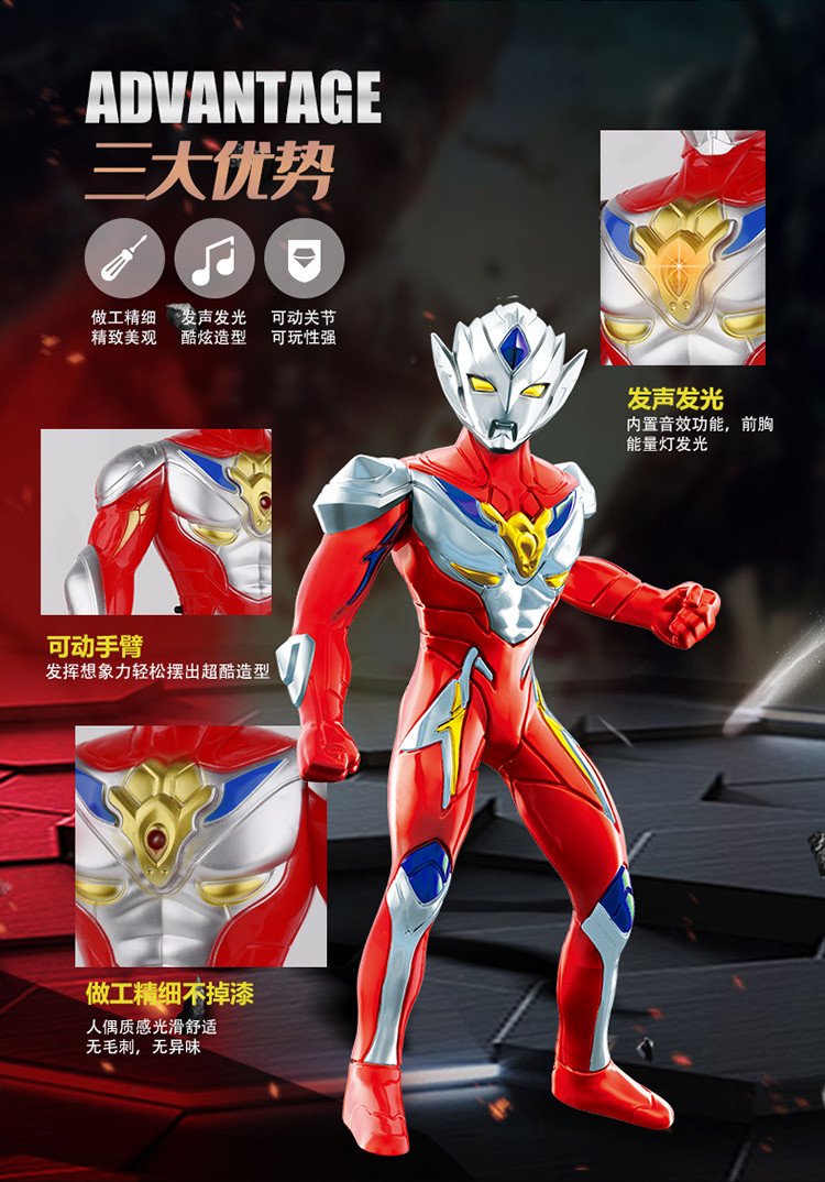奥特曼玩具正版套装百变超人变形人偶发光发声带投影儿童生日礼物