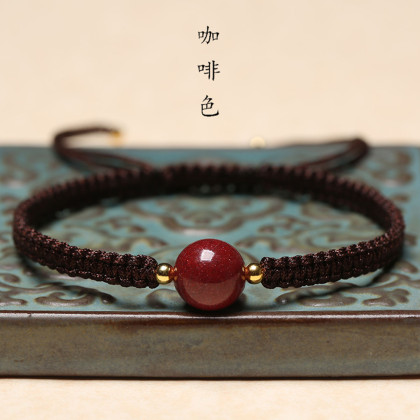 原创上新红绳黑绳朱砂紫金砂单珠手串手链时尚简约男女款手链