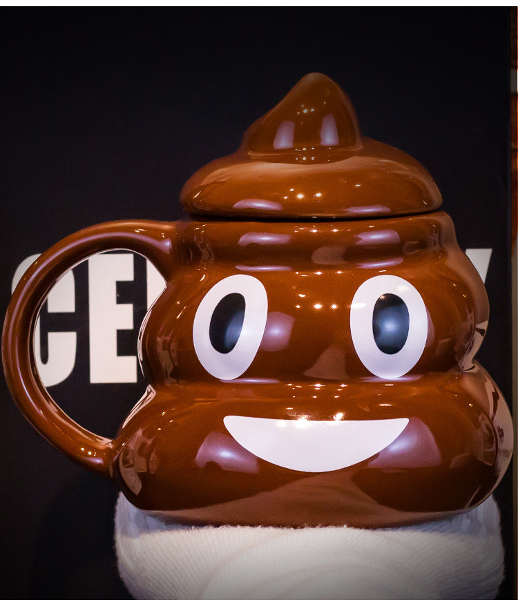 马克杯搞怪带盖勺粑粑陶瓷男生办公室创意大便个性恶搞陶瓷马克杯