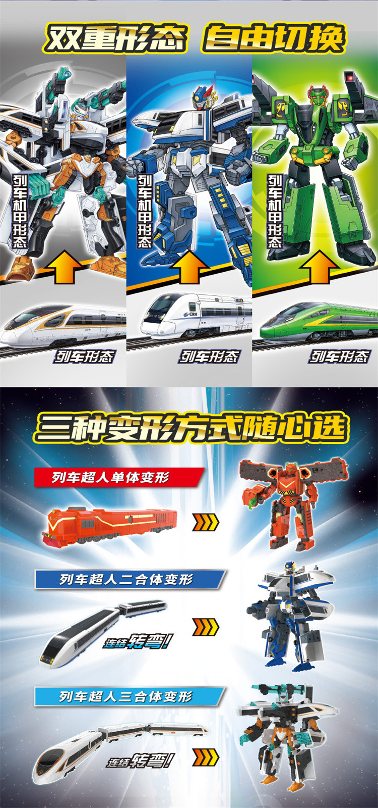 灵动列车超人变形火车玩具高铁复兴和谐号儿童男孩合体金刚机器人