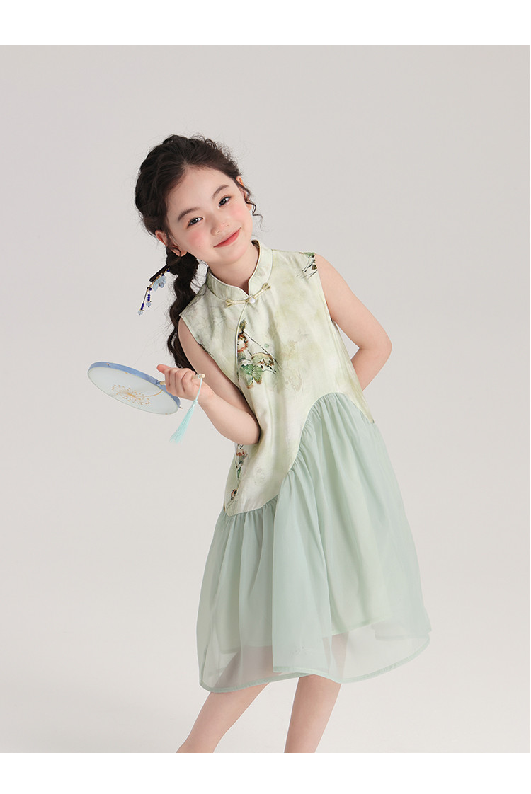 【新中式】女童裙子夏季新款儿童国风旗袍裙中大童甜美无袖连衣裙