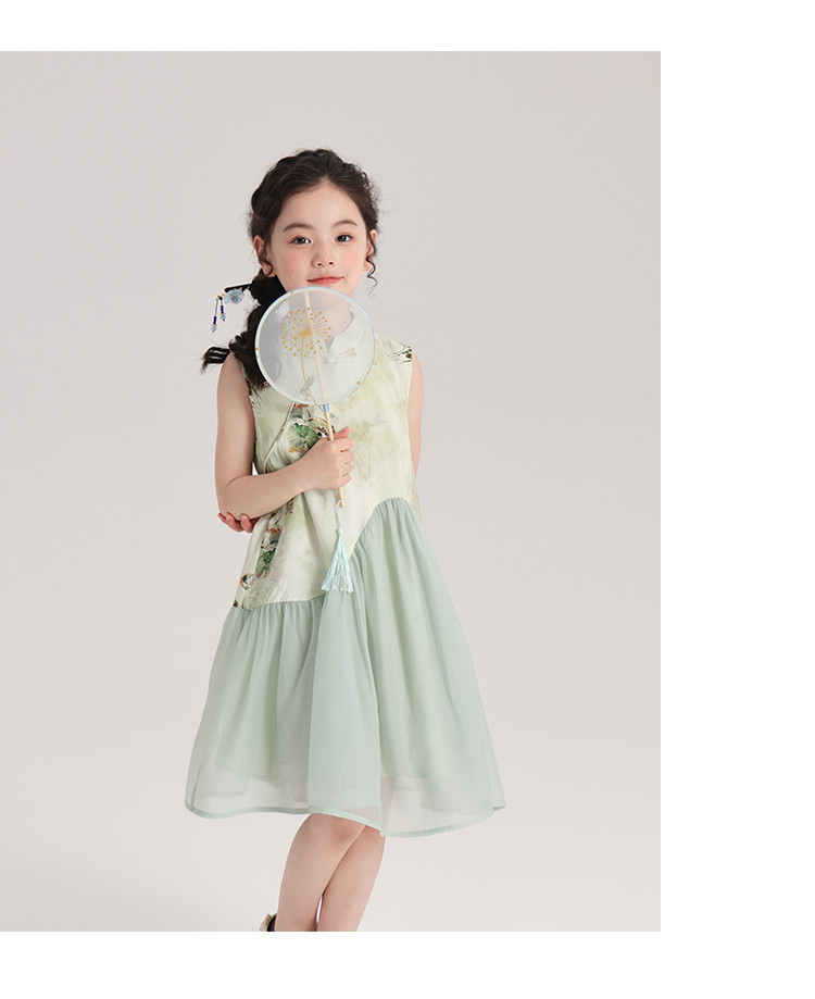 【新中式】女童裙子夏季新款儿童国风旗袍裙中大童甜美无袖连衣裙