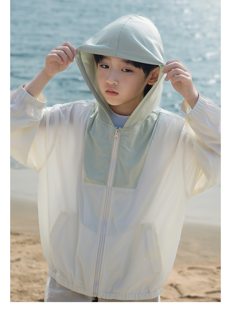 男童儿童防晒衣2024新款连帽开衫外套撞色透气男孩防晒服潮