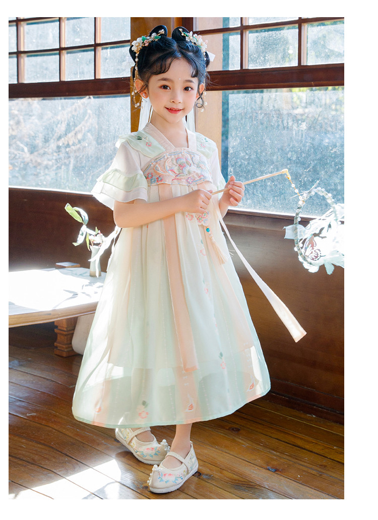 【中国风】女童汉服连衣裙夏季新款儿童襦裙古风仙气女孩刺绣裙子