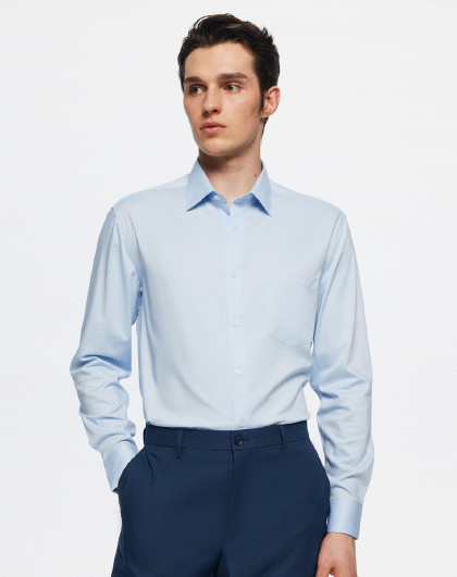 【含桑蚕丝 排汗透气】24春夏无痕翻领长袖商务上衣男式衬衫男