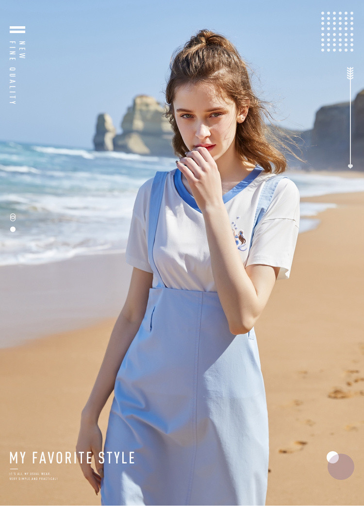 森马2019夏季新款绑带纯棉裙子学生清新开叉裙子背带裙女