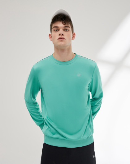 春季时尚运动服圆领套头撞色印花反光条舒适针织卫衣男士