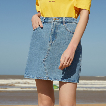 森马夏季新款网红潮流半身裙高腰a字遮肉显瘦纯棉女式牛仔短裙女