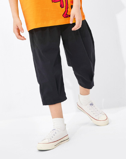 灯笼七分裤2022新款夏男童裤子中大童灯笼裤撞色腰带宽松