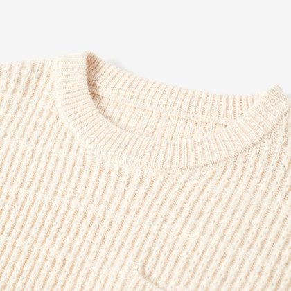 【2024年春季款】肌理针织衫流苏圆领宽松毛衣短款