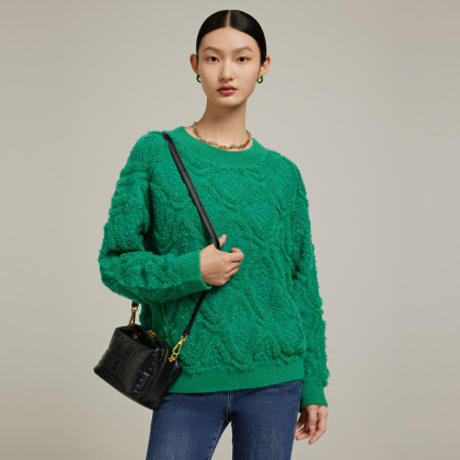 jz玖姿玉石绿圈圈纱毛衣冬季时尚肌理小众设计感毛衫