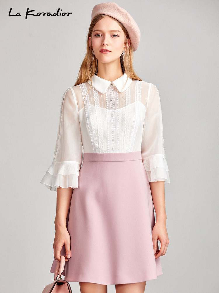 拉珂蒂品牌女装冬装新款拼接显瘦修身宴会连衣裙