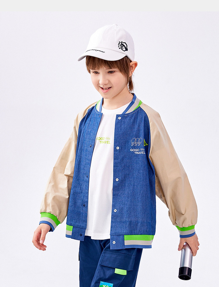 童装儿童外套2024夏装新款男童大童插肩袖主题大图案夹克