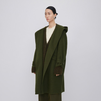 江南布衣女装丨绵羊毛宽松中长款呢大衣女