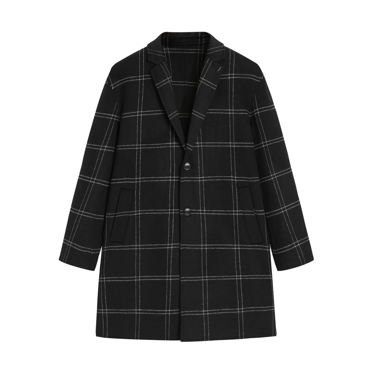 8日10点:peacebird men 太平鸟男装 格纹毛呢开衫大衣 297元包邮