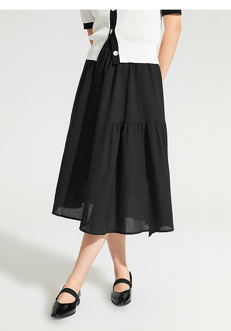 2024年夏季新款女士府绸不对称伞裙高腰a字裙显瘦百搭半身裙