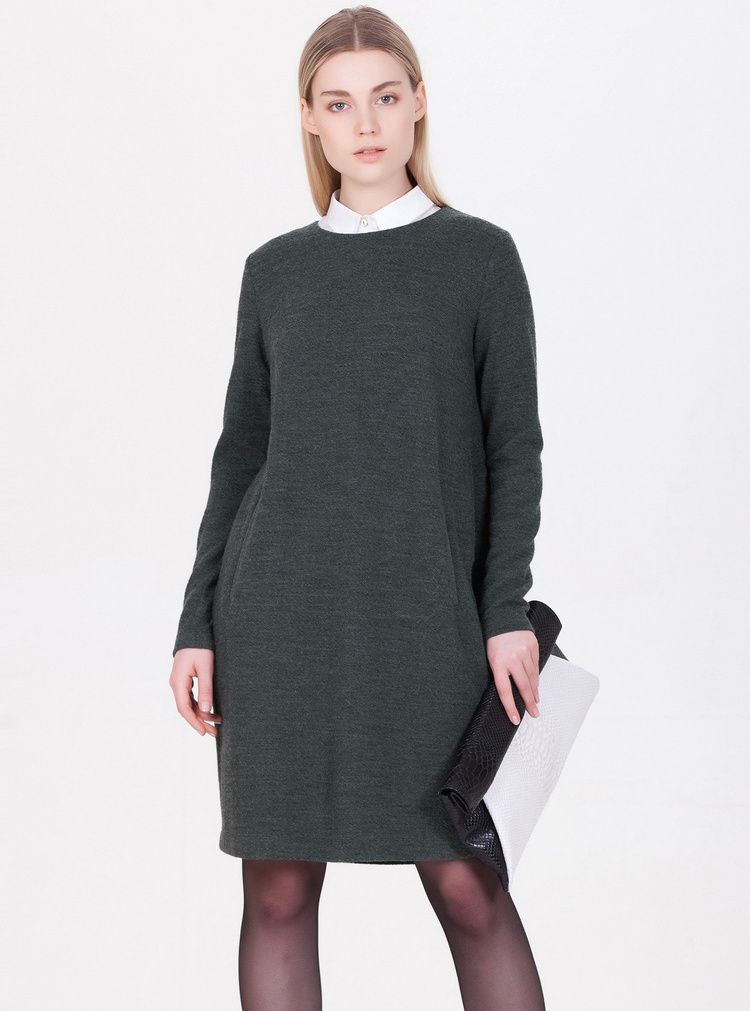 舒朗专柜同步百搭圆领中长款连衣裙