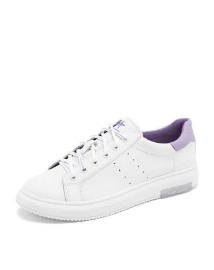 belle 百丽运动风小白鞋春商场同款牛皮革女休闲平底板鞋