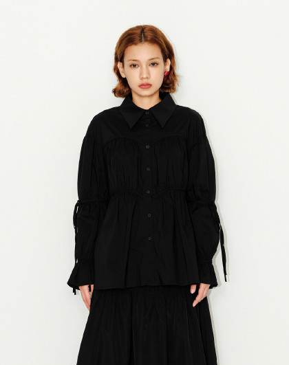 地素夏季法式小众别致设计感暗纹收腰衬衫衬衣上衣女(尺码偏小)