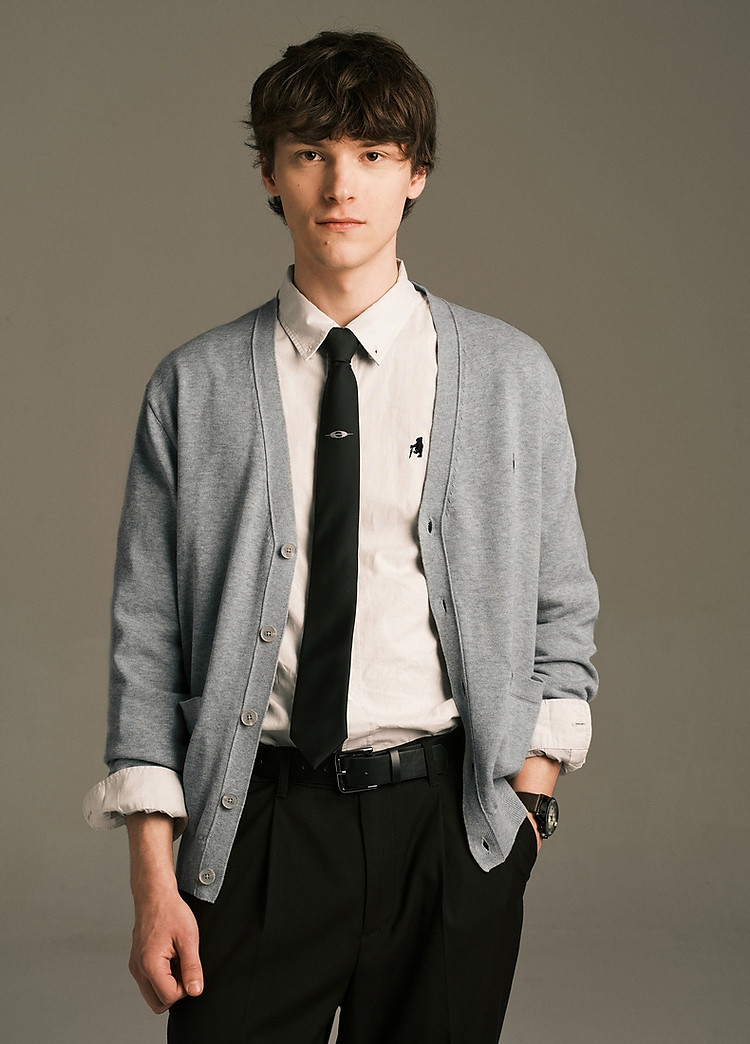 小熊男装毛针织开衫男2024春季休闲时尚商务毛衣